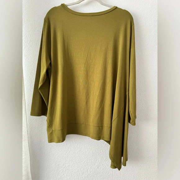 Lisa Bayne Lagenlook asymmetrical 1/3 sleeves stretchy jersey knit top size XXL - Picture 6 of 8